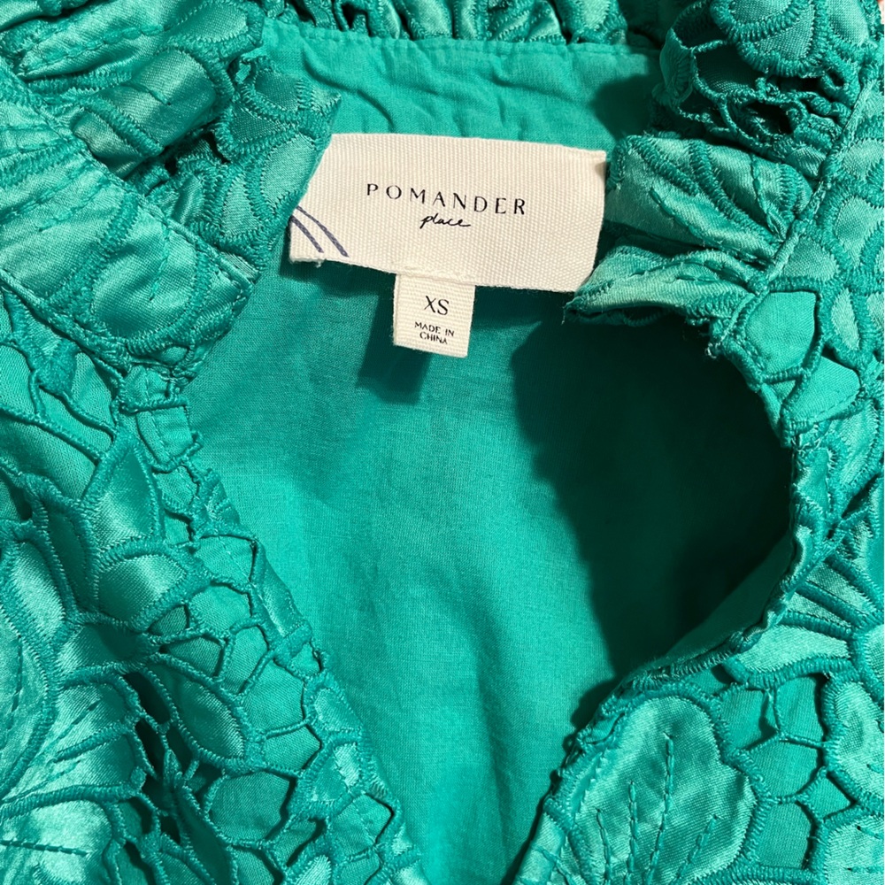 XS Tuckernuck Pomander Place Green Lace Cath Mini Dress - Picture 16 of 17